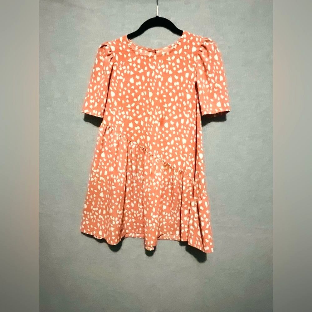 Wonder Nation Girls Size M 7-8 Terracotta Animal Spot Tiered Boho Summer Dress